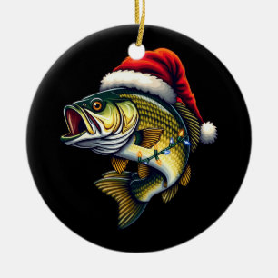 Adorno De Cerámica Merry Fishmas Santa Fishing Amantes Graciosos