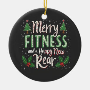 Adorno De Cerámica Merry Fitness y Feliz Nueva Navidad de Construcció