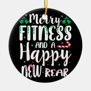 Adorno De Cerámica Merry Fitness Y Feliz Nuevo Navidad De La Formació