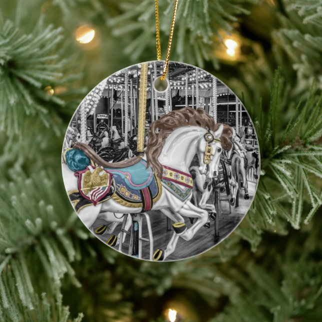 Adorno De Cerámica Merry Go Round Carousel (Árbol)
