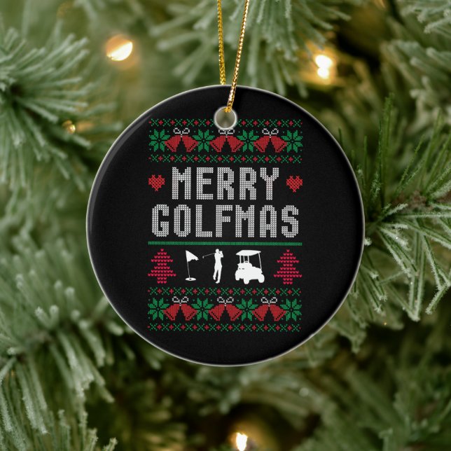 Adorno De Cerámica Merry Golfmas Golf Golfing Golfer Navidades feos (Árbol)
