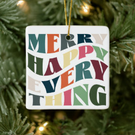 Adorno De Cerámica Merry Happy Everything Groovy Holiday Photo