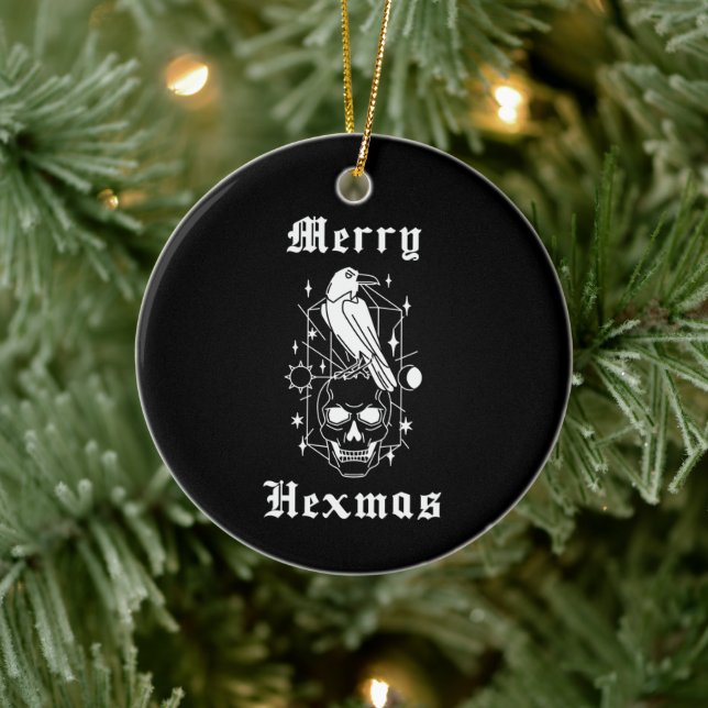 Adorno De Cerámica Merry Hexmas Witch Skull Spookong Witchcraft (Árbol)