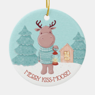 Adorno De Cerámica Merry Kiss Moose