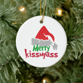 Adorno De Cerámica Merry Kissmyass Funny Christmas Ornament