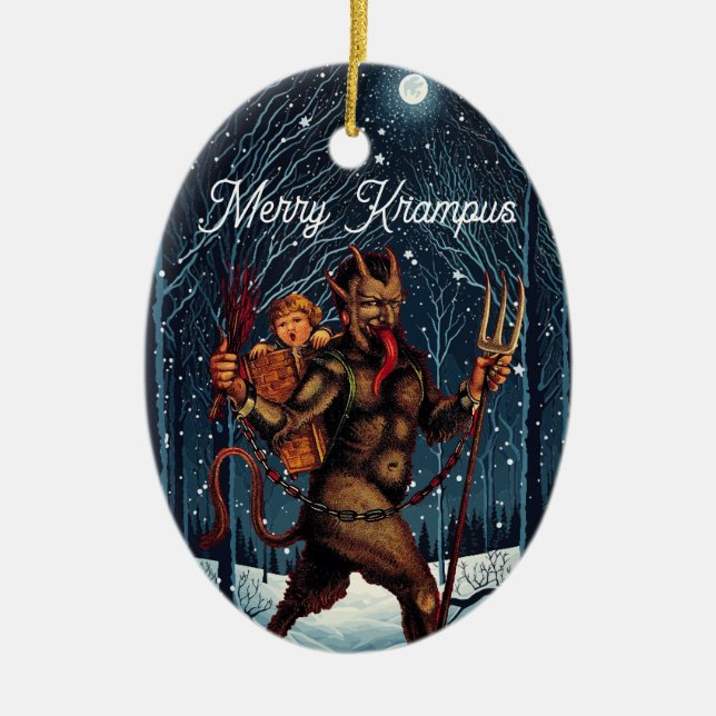 Adorno De Cerámica Merry Krampus Ornament (Frente)