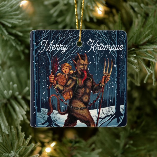 Adorno De Cerámica Merry Krampus Ornament (Árbol)