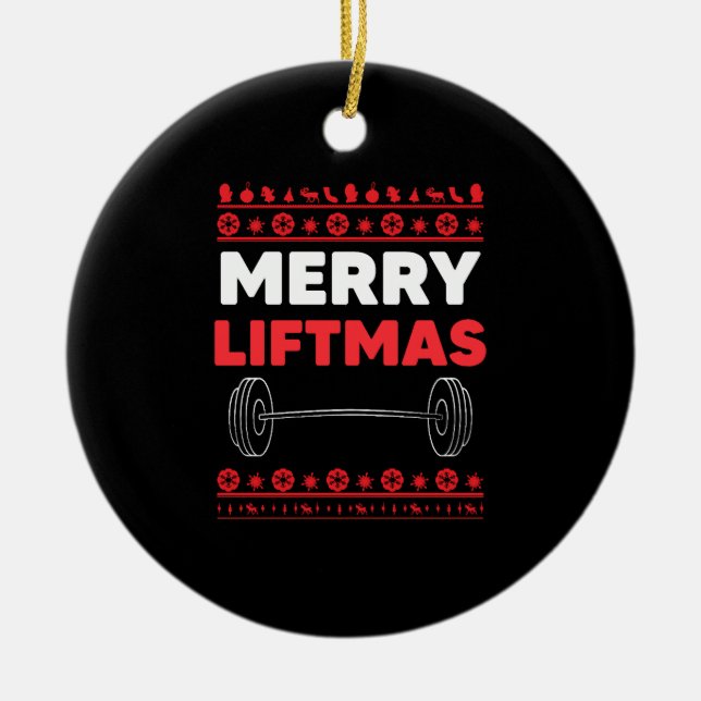 Adorno De Cerámica Merry Liftmas - Navidades de Weightlifter (Frente)