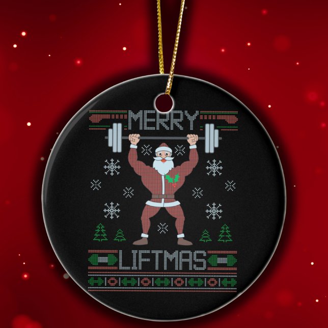 Adorno De Cerámica Merry Liftmas Navidades feos entrenamiento de gimn (Subido por el creador)