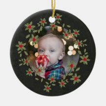 Merry Little Navidades Holly Wreath Photo