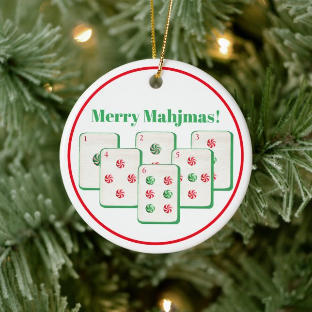 Adorno De Cerámica Merry Mahjmas Mahjong Candy Dot Tiles  (Árbol)
