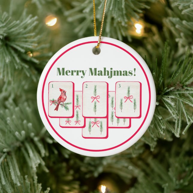 Adorno De Cerámica Merry Mahjmas Mahjong Christmas Bam Tiles (Árbol)