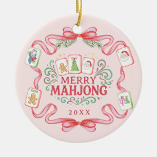 Adorno De Cerámica Merry Mahjong   Navidad