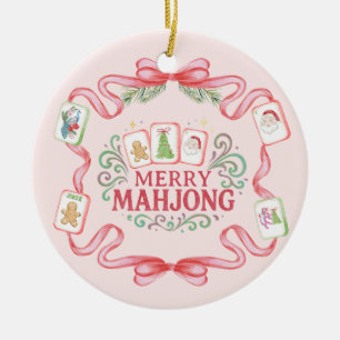 Adorno De Cerámica Merry Mahjong Navidad