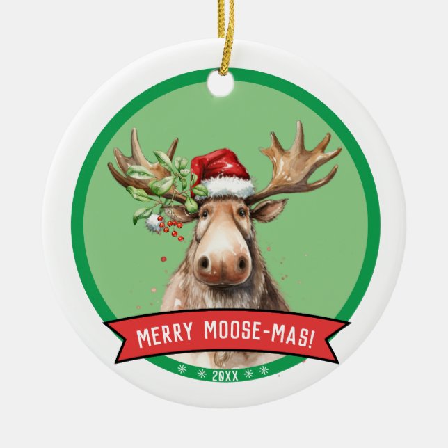 Adorno De Cerámica Merry Moose - Mas Holiday Navidades (Frente)