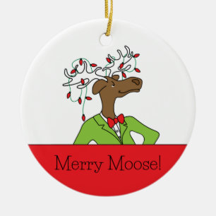 Adorno De Cerámica Merry Moose Ornament