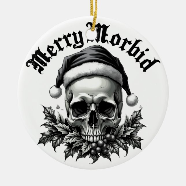 Adorno De Cerámica Merry Morbid Gothic Skull Ornament (Frente)