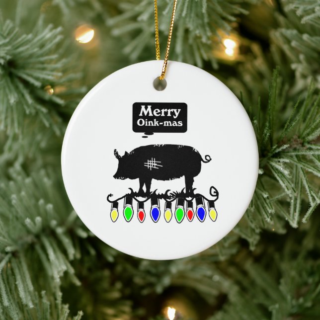 Adorno De Cerámica Merry Oink-Mas