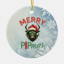 Adorno De Cerámica Merry PIPmas Trading Bull Christmas Design – Funny