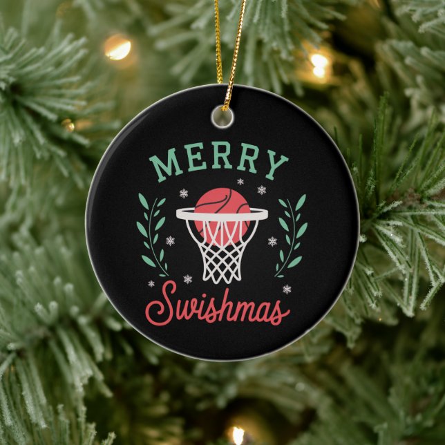 Adorno De Cerámica Merry Swishmas Basketball Christmas Sports Xmas  (Árbol)
