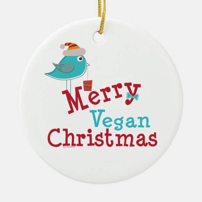 Adorno De Cerámica Merry Vegan Navidades (Frente)