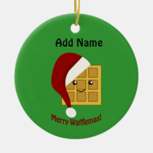 Adorno De Cerámica Merry Wafflemas Navidades Waffle