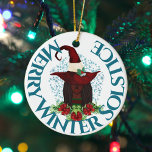 Adorno De Cerámica Merry Winter Solstice African American Yule Witch<br><div class="desc">¡Comparte algunas delicias de alegría de este año con el Ferry Winter Solstice African American Yule Witch diseño perfecto para decorar tu árbol de Yule! Edite o quite el texto si lo desea,  haciendo clic en "Personalizar esta plantilla".</div>