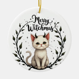 Adorno De Cerámica Merry Witchmas - Adorable Cat with Horns Ornament