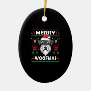 Adorno De Cerámica Merry Woofmas Schnauzer Navidades Perro Lover Paja
