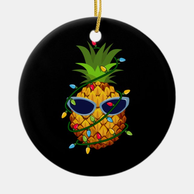 Adorno De Cerámica Merry Xmas Pineapple Christmas Tree Lights (Frente)