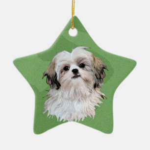 Adorno De Cerámica Merry Xmas Shih Tzu