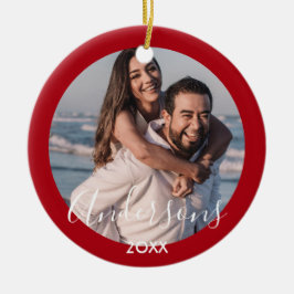 Adorno De Cerámica Merry Y Bright | Navidades rojos de tipografía mod