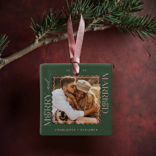 Adorno De Cerámica Merry y casados Moderno Mínimo Wavy Photo Keepsake