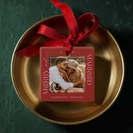 Adorno De Cerámica Merry y casados Moderno Mínimo Wavy Photo Keepsake