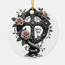 Adorno De Cerámica Merry Yule Gothic Cross Ornament