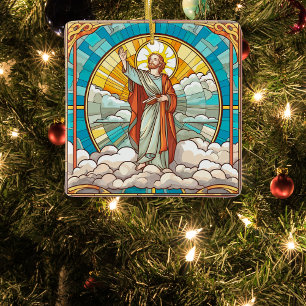 Adorno De Cerámica Mesías en Navidades de Vidrio Manchado