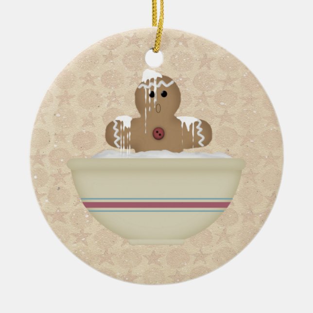 Adorno De Cerámica Messy Gingerbread Man Ornament (Frente)