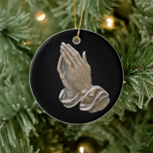 Adorno De Cerámica Metalizado pintado con las manos rezando