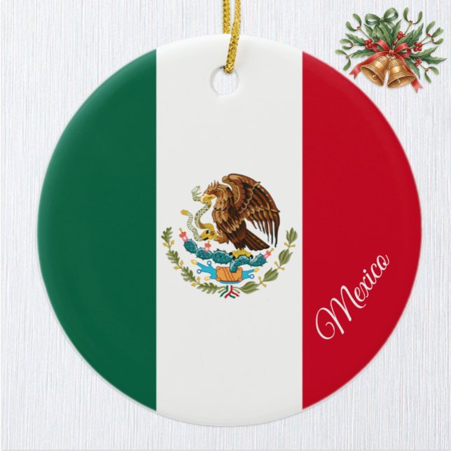 Adorno De Cerámica Mexico Christmas Ornament, Mexican Flag (Mexican Flag Ornament / Christmas, Mexico)