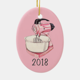 Adorno De Cerámica Mezclador de cocina rosa Keepsake Año