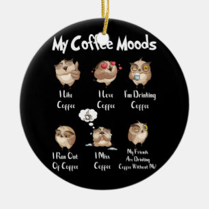 Adorno De Cerámica Mi Café Moods Owl Para Amantes De Lechuza Y Café