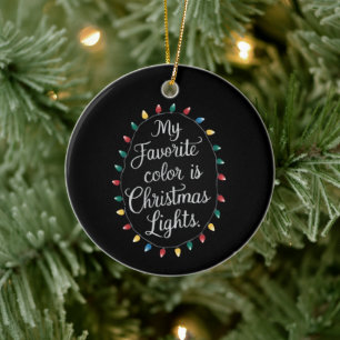 Adorno De Cerámica Mi color favorito es luces de Navidad Xmas vacacio