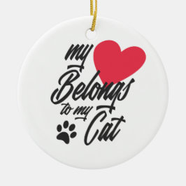 Adorno De Cerámica Mi corazón pertenece a mi gato Valentine | Ornamen