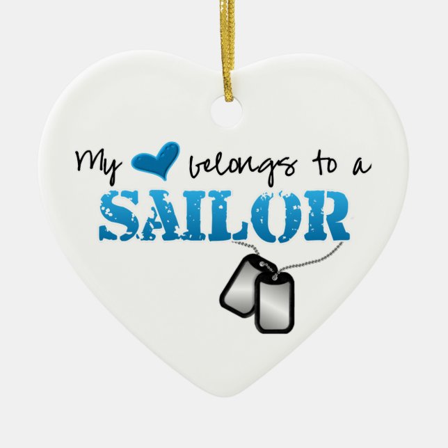 Adorno De Cerámica Mi corazón pertenece a un marinero (Frente)