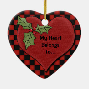 Adorno De Cerámica Mi corazón pertenece al corazón personalizado de