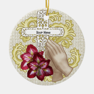 Adorno De Cerámica Mi Cruz Cristiana Amaryllis