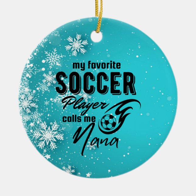 Adorno De Cerámica Mi fútbol favorito me llama Nana con pelota (Frente)