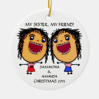 Adorno De Cerámica Mi hermana mi amigo Personalizados Navidades