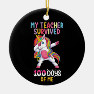 Adorno De Cerámica Mi maestro sobrevivió 100 días de mí, unicornio es