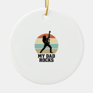 Adorno De Cerámica Mi Papá Rocks Diseño de Camiseta de Guitarra Vinta